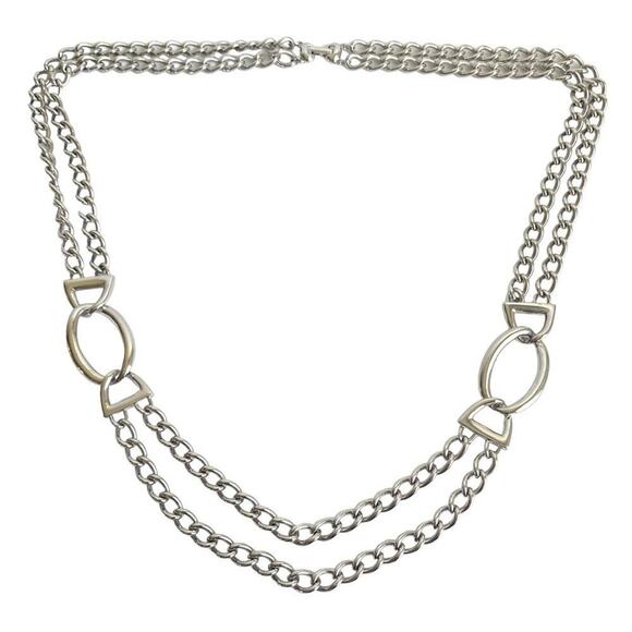 Napier Jewelry - Napier Chunky Link Chain Necklace Double Layer Silver Statement Mob Wife 30”
